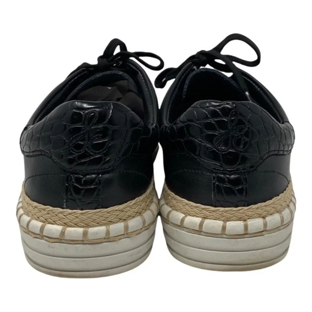Sam Edelman Women's Kavi Leather Sneakers Black Casual Espadrille Trim Size 7